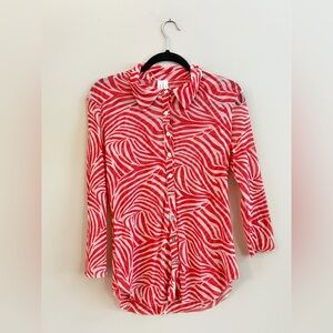 Sweet Pea Stacy Frati Vintage Y2K Zebra Stripe Pattern Mesh SemiSheer Shirt Top
